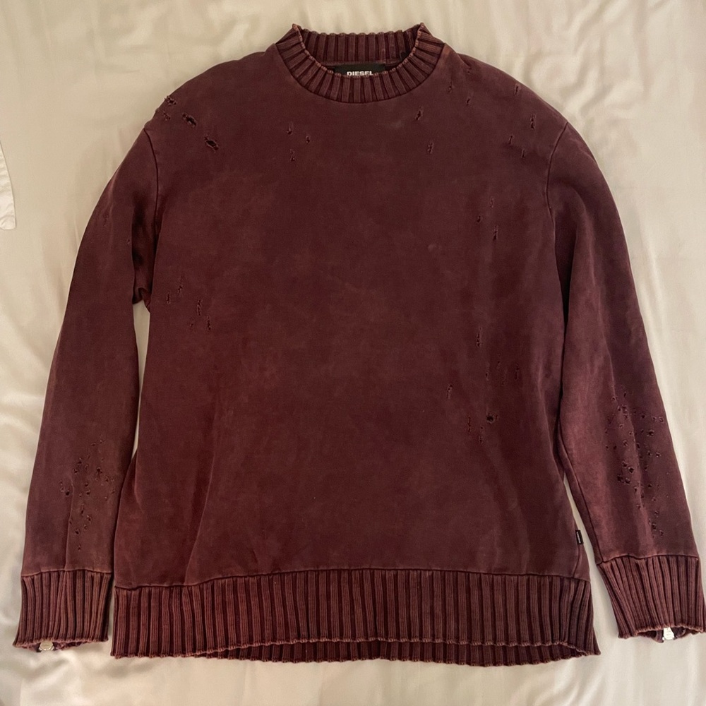 Diesel burgundy sweatshirt with zippers, large